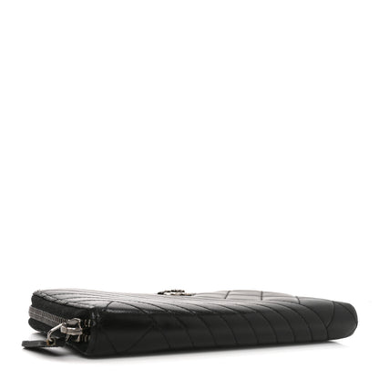Chanel Glazed Calfskin Quilted Small Coco Boy Zip Around Wallet Black 4 of 8