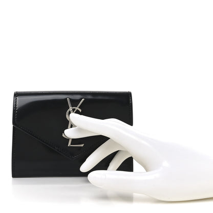 Saint Laurent Patent Calfskin Small Monogram Envelope Wallet Black 2 of 6