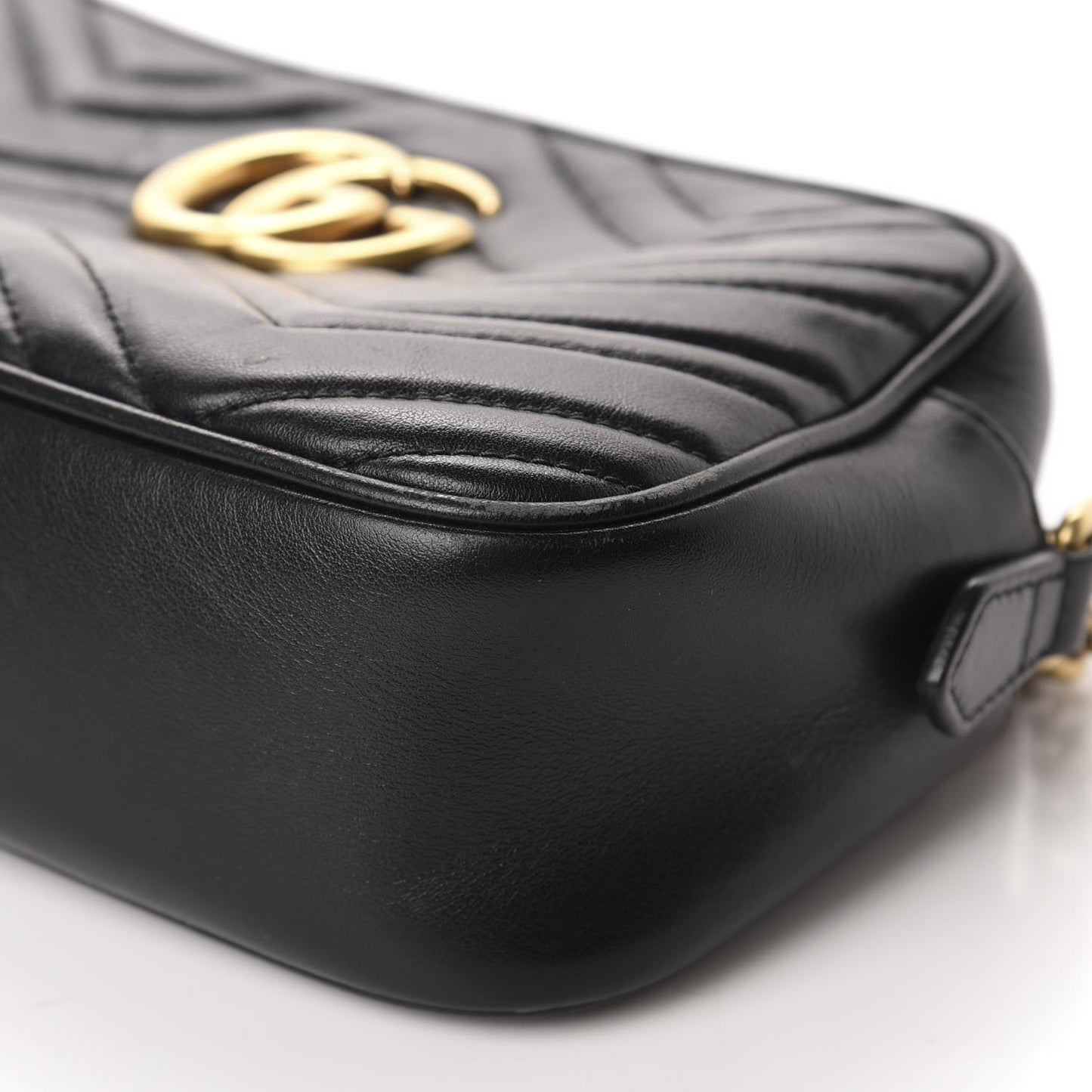 Calfskin Matelasse Small GG Marmont Chain Shoulder Bag Black