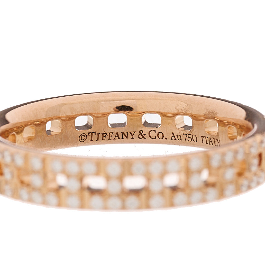 Tiffany 18K Rose Gold Diamond Narrow T True Band Ring 49 5 3 of 6