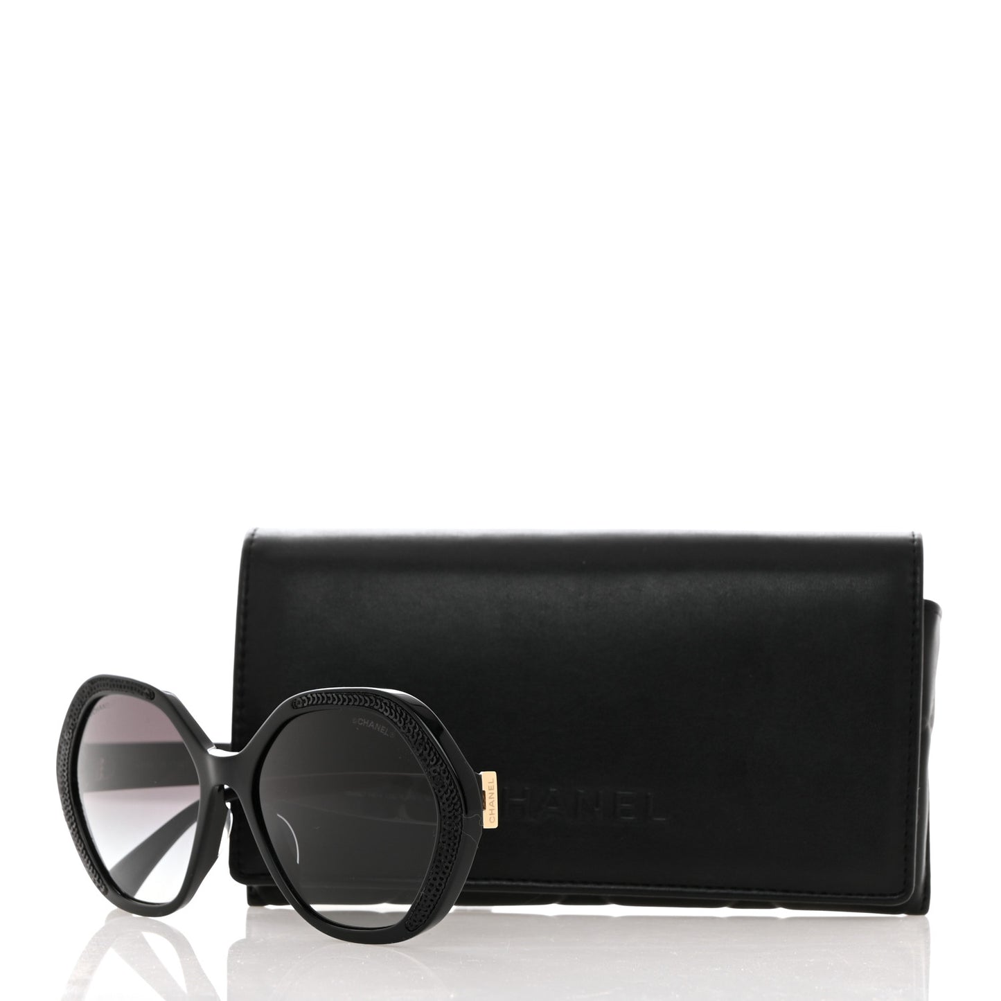 Acetate Sequin Round Sunglasses 5451-A Black
