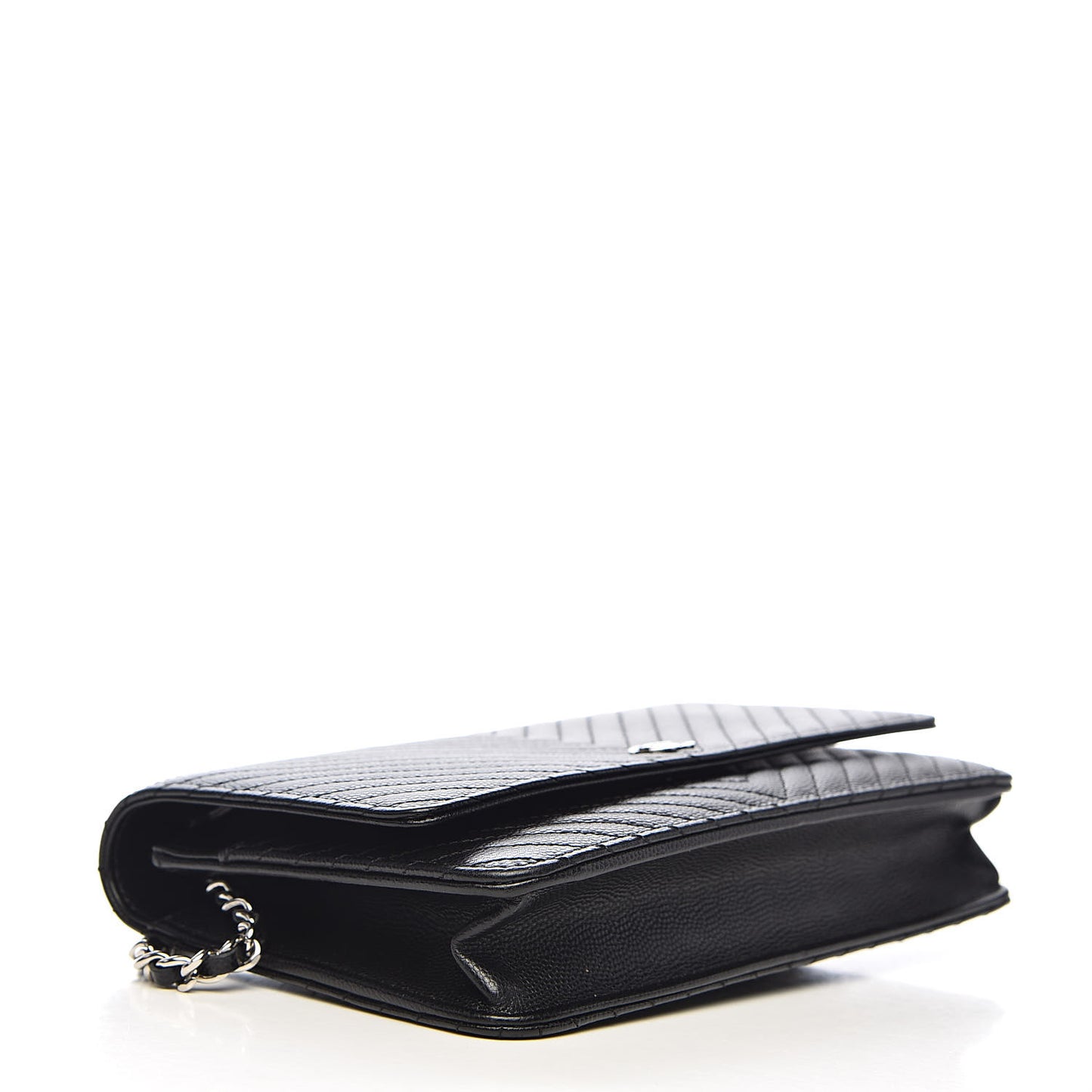 Caviar Chevron Quilted Wallet On Chain WOC Black