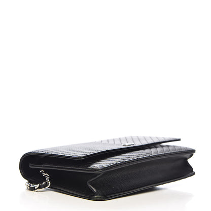 Chanel Caviar Chevron Quilted Wallet On Chain WOC Black 4 of 19
