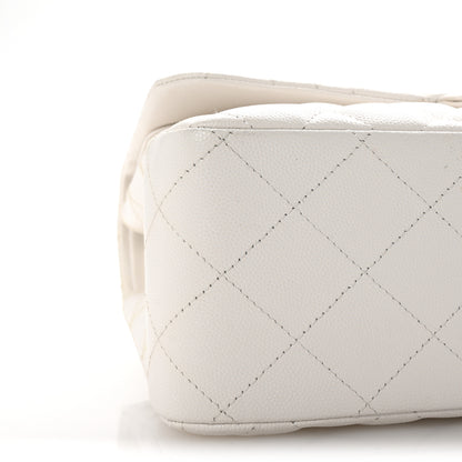 Chanel Caviar Quilted Jumbo Double Flap White 9 of 10