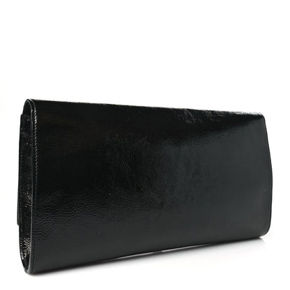 Saint Laurent Textured Patent Monogram Large Belle De Jour Clutch Black 3 of 9