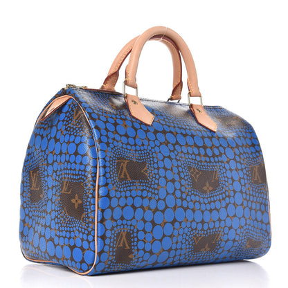 Louis Vuitton Monogram Kusama Town Speedy 30 Blue 3 of 12