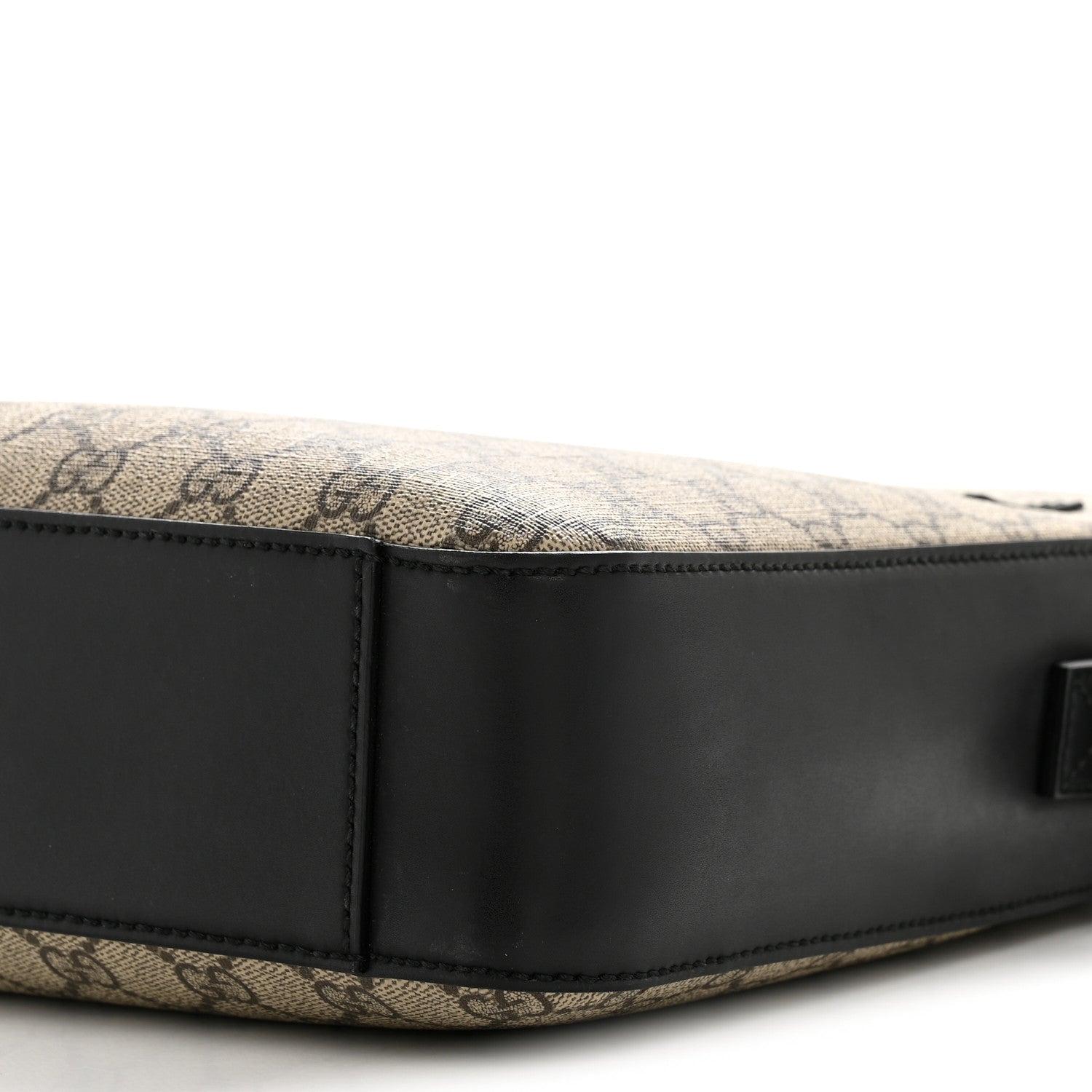 Gucci GG Supreme Monogram Flat Messenger Bag Beige Black New Acero 10 of 13