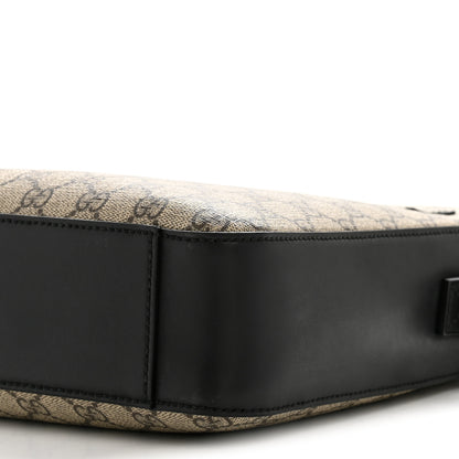 Gucci GG Supreme Monogram Flat Messenger Bag Beige Black New Acero 10 of 13