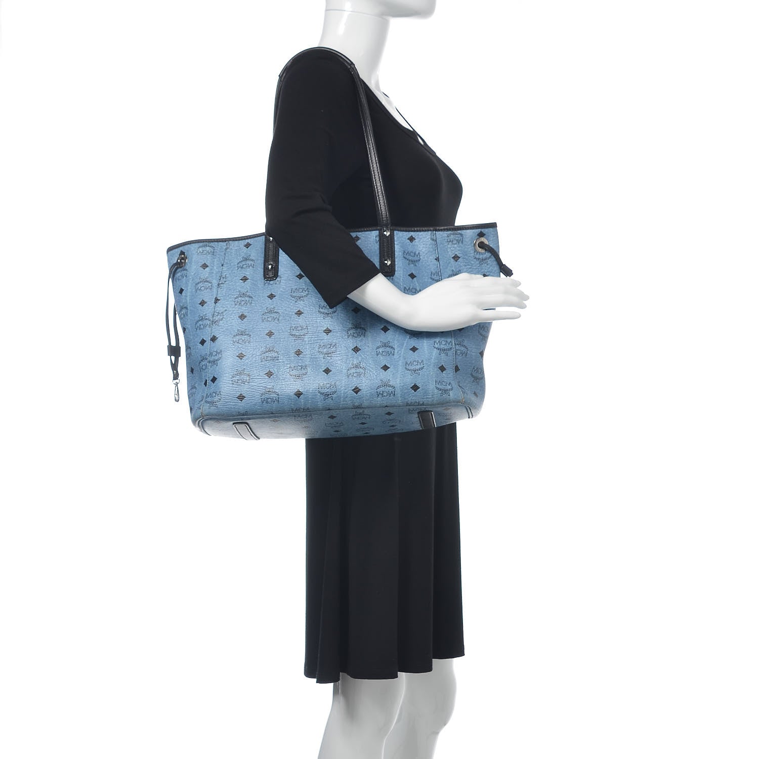 MCM Visetos Medium Project Reversible Shopper Tote Munich Blue 2 of 21