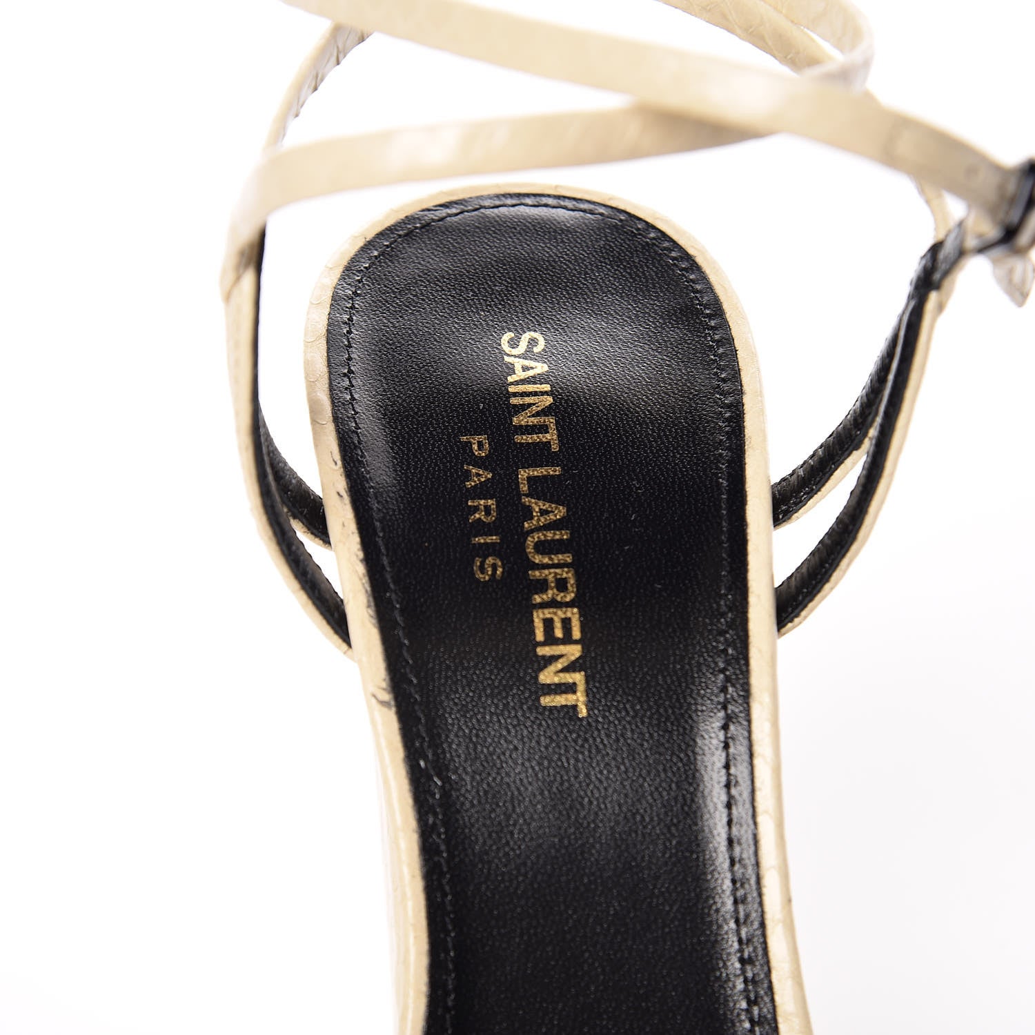 Saint Laurent Ayers Oak 100 Ankle Crisscross Strap Sandals 38.5 Cream 7 of 9