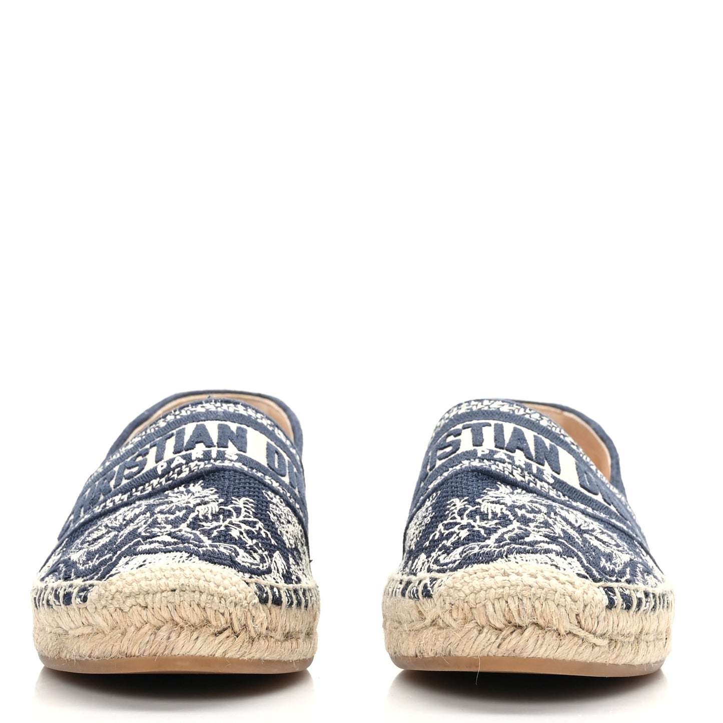 Embroidered Toile De Jouy Granville Espadrille 39 Off White Blue