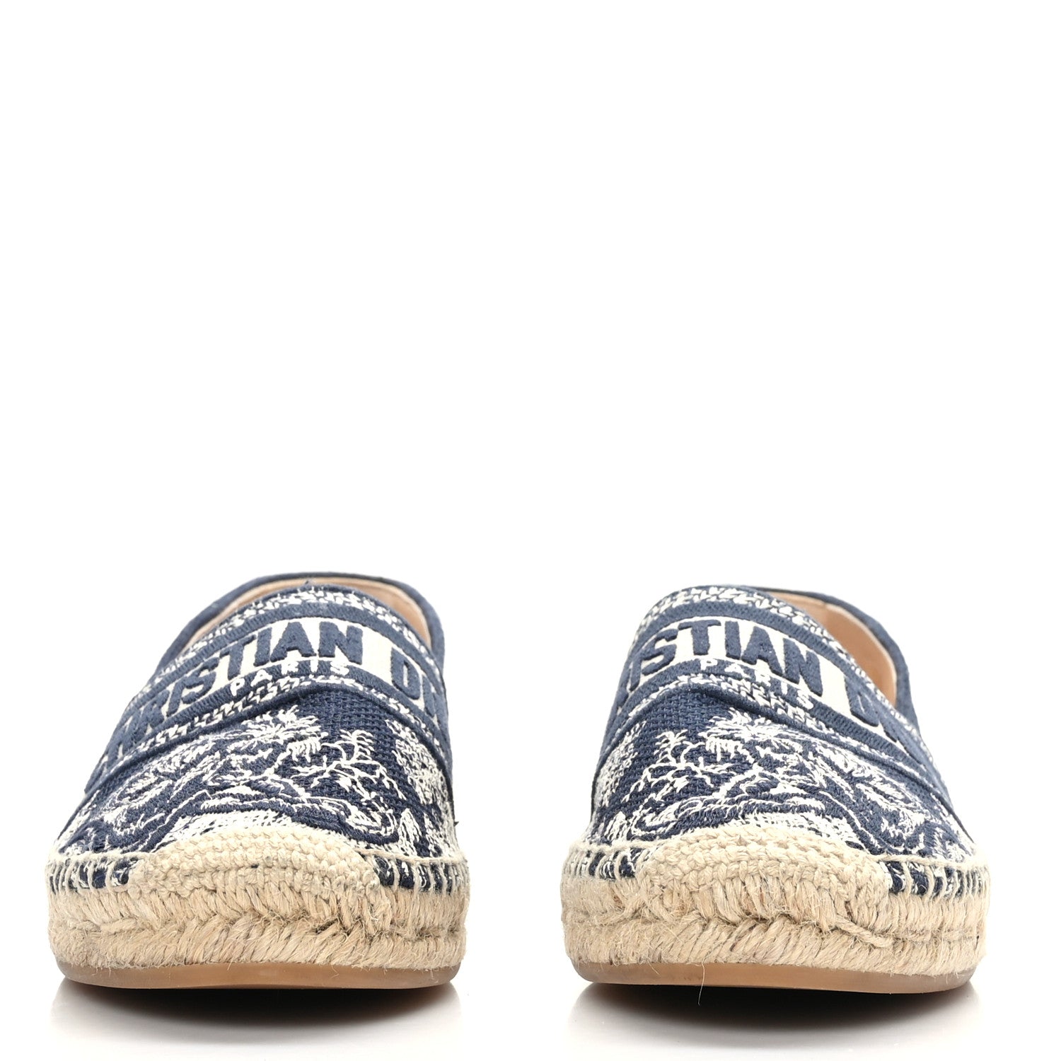 Christian Dior Embroidered Toile De Jouy Granville Espadrille 39 Off White Blue 2 of 9