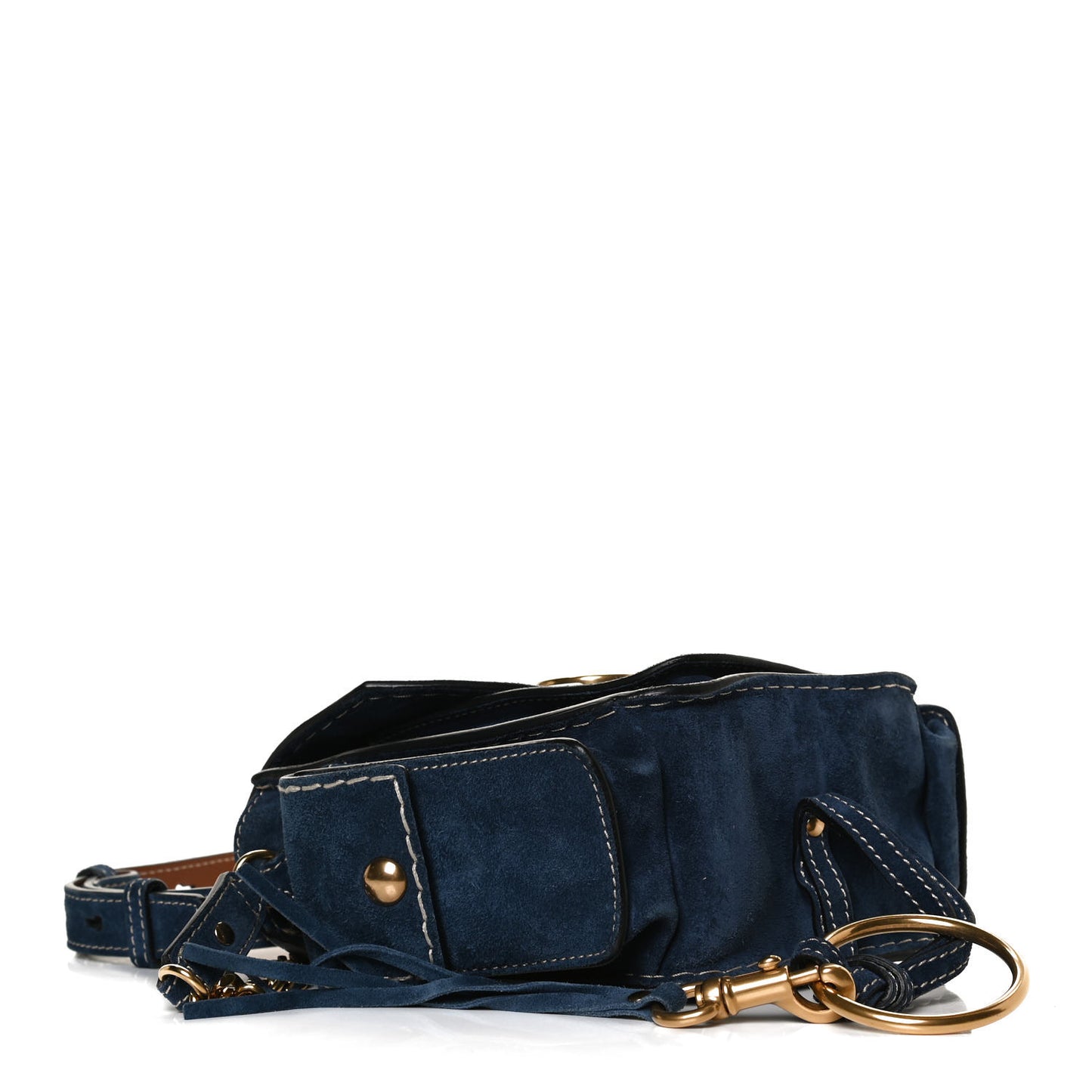 Calfskin Suede Small Jodie Camera Bag Navy