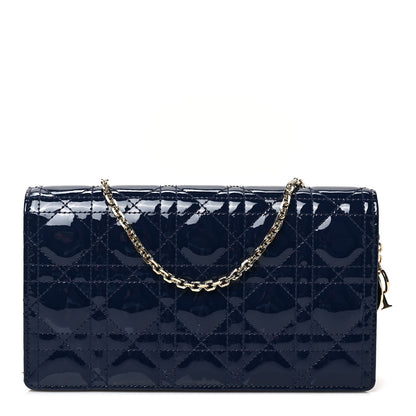 Christian Dior Patent Cannage Lady Dior Convertible Clutch Navy 2 of 10