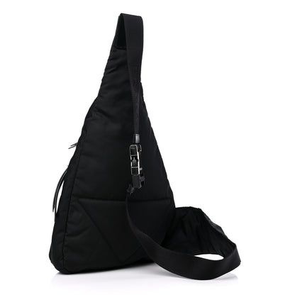 Prada Re-Nylon Vitello Metal Triangle Logo Sling Backpack Black 3 of 8