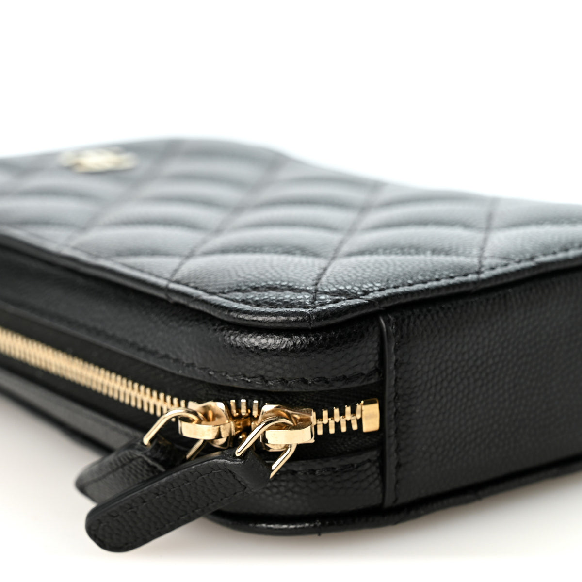 Caviar Quilted Phone Holder Wallet On Chain WOC Black