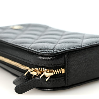 Chanel Caviar Quilted Phone Holder Wallet On Chain WOC Black 9 of 10