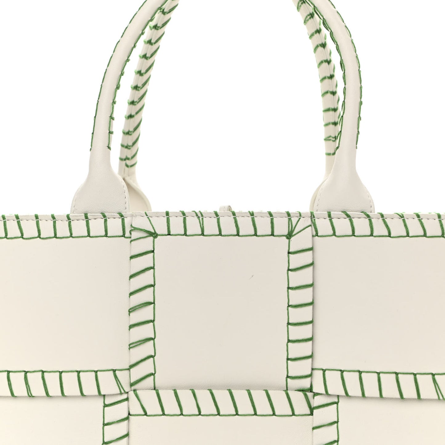 Nappa Maxi Intrecciato Overlock Stitched Small Arco Tote White Parakeet