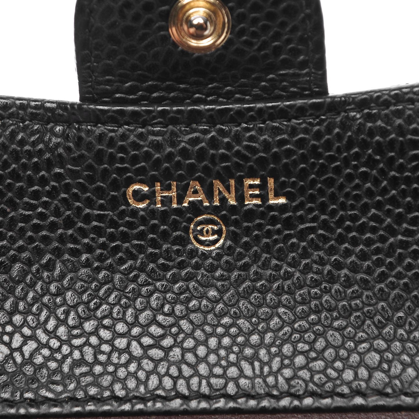 Caviar Quilted Compact Flap Wallet Black