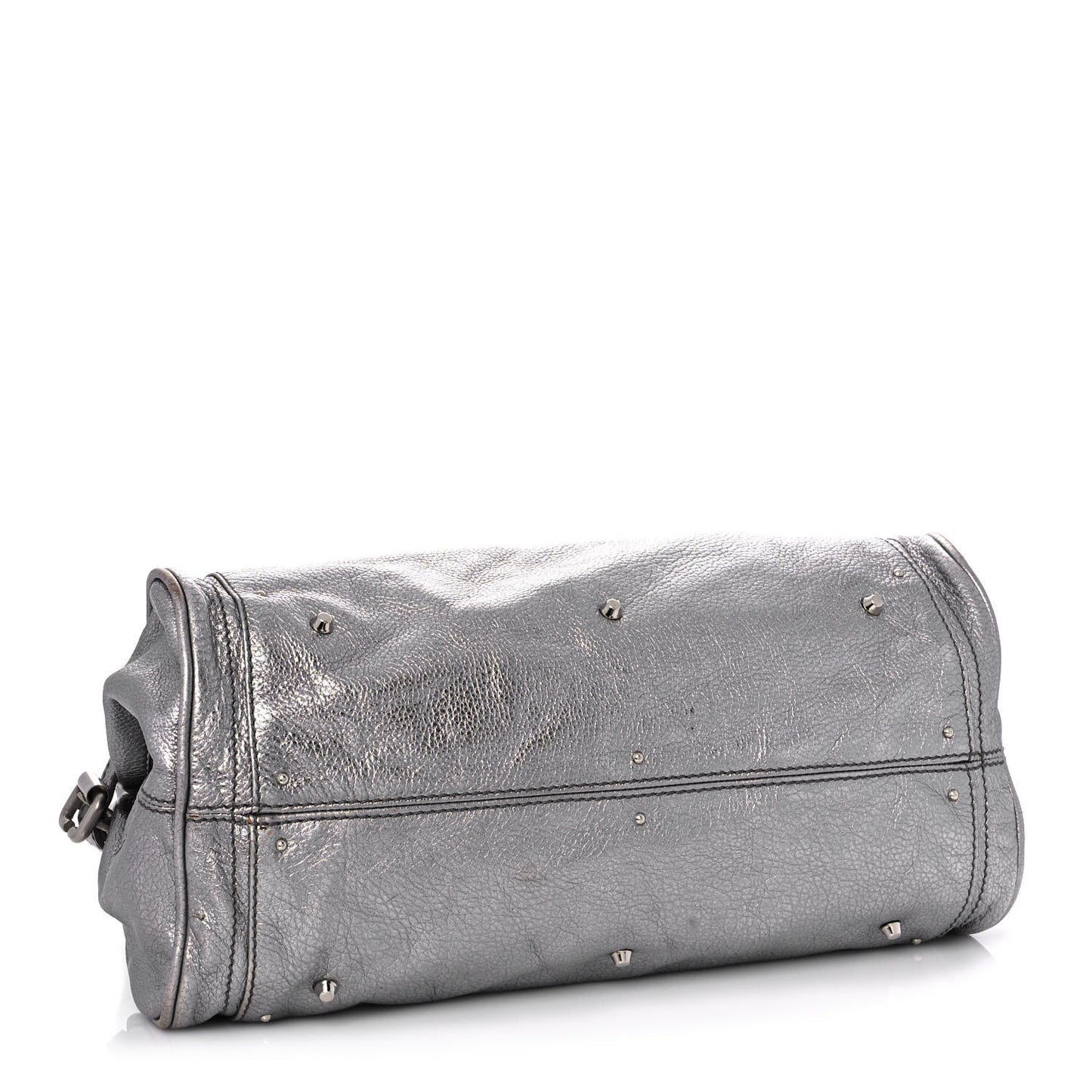 Metallic Calfskin Paddington Satchel Silver