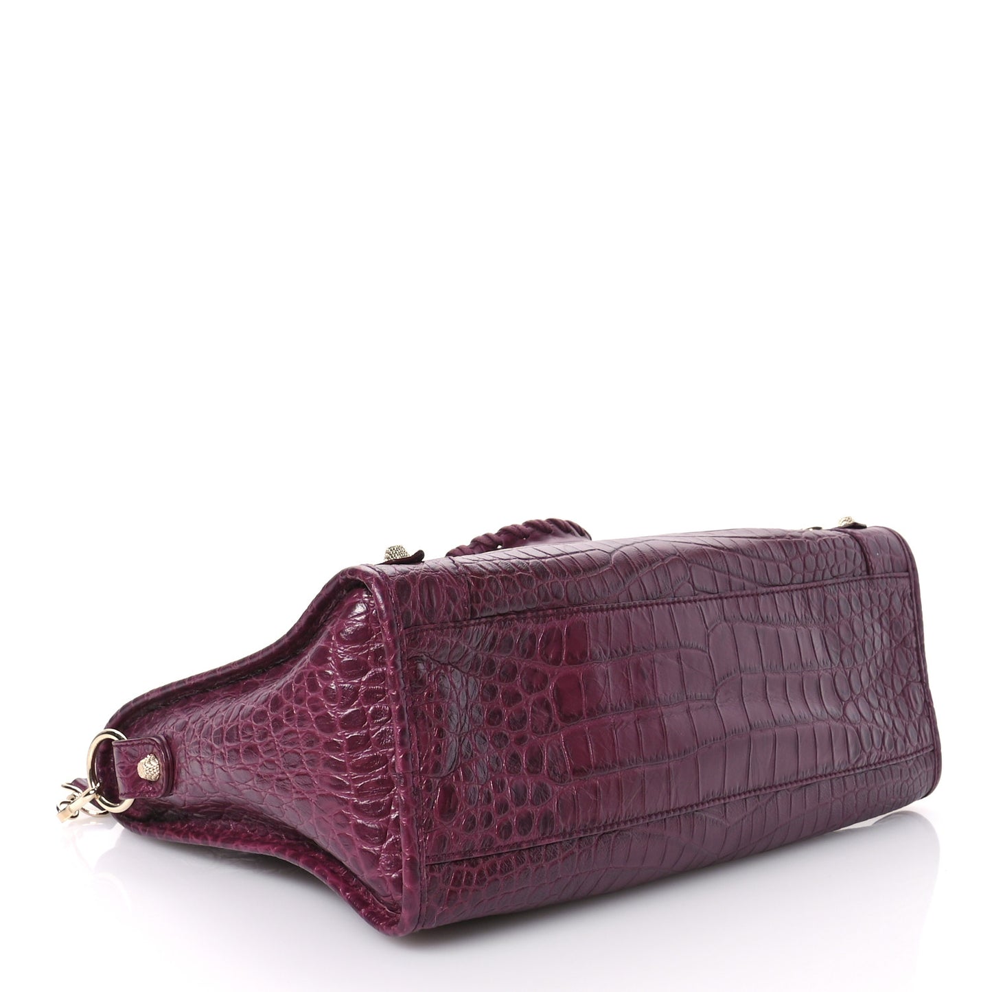 Calfskin Crocodile Embossed Gold Hardware City Violet Prune