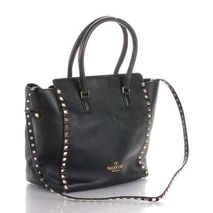 Valentino Garavani Vitello Rockstud Double Handle Tote Black 3 of 7