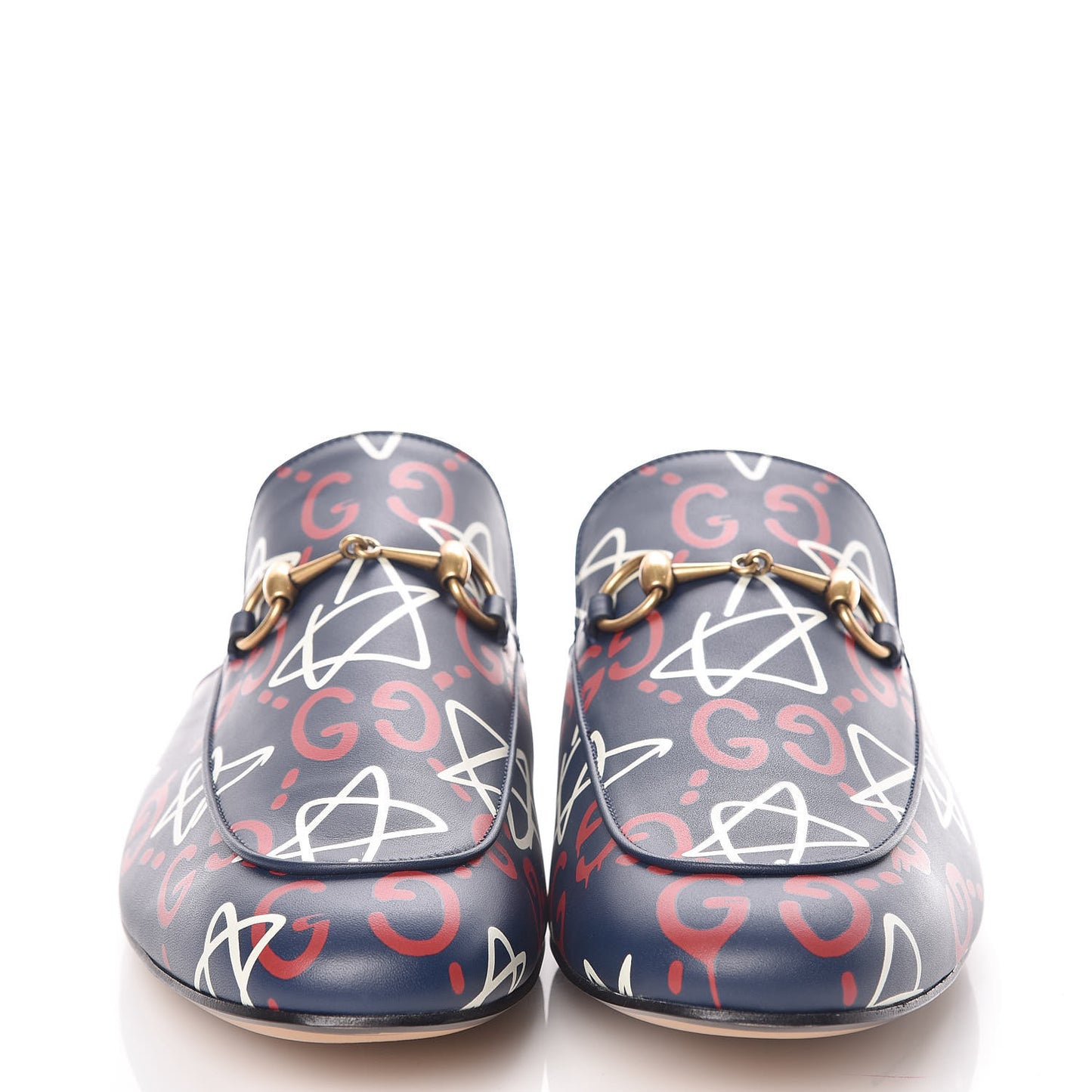 Calfskin GucciGhost Print Mens Princetown Slippers 12 Blue Agata Hibiscus Red