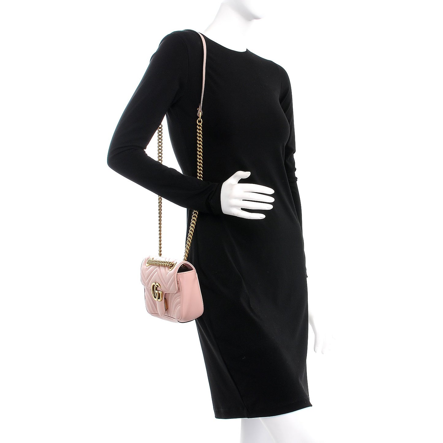 Calfskin Matelasse Mini GG Marmont Shoulder Bag Perfect Pink