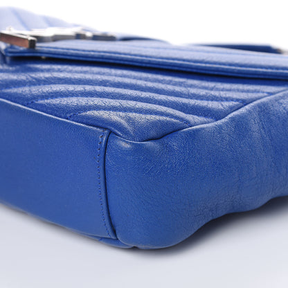 Saint Laurent Sheepskin Matelasse Medium Monogram College Punk Chain Satchel Blue Majorelle 8 of 16