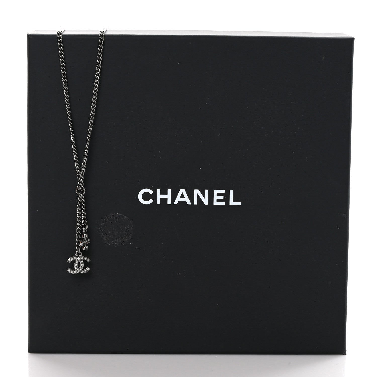 Chanel Ruthenium Crystal Flower CC Lariat Necklace 6 of 6
