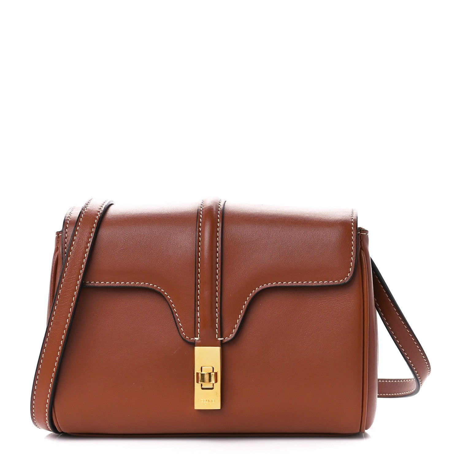 CELINE Calfskin Mini 16 Crossbody in the color Tan by FASHIONPHILE