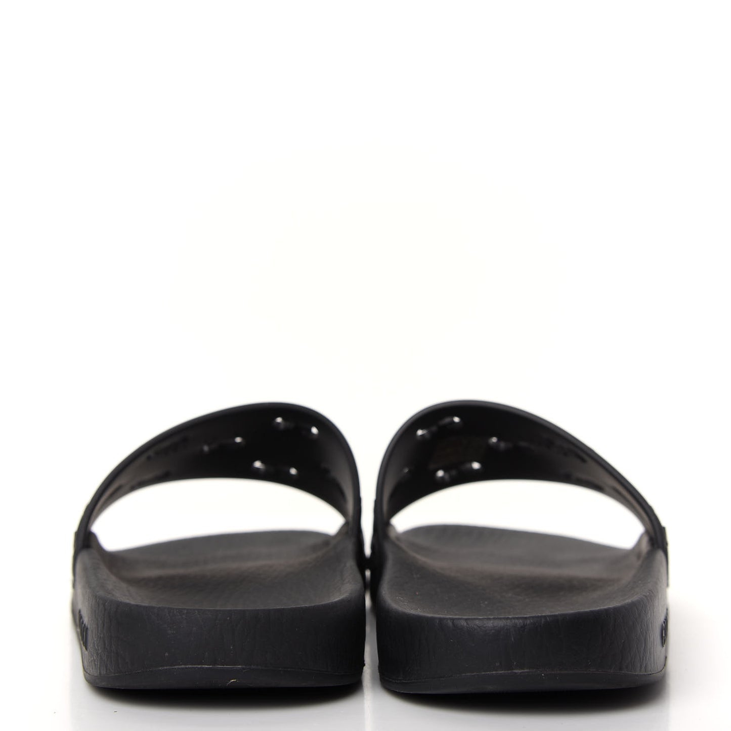 Rubber GG Monogram Perforated Womens Slide Sandals 39 Black