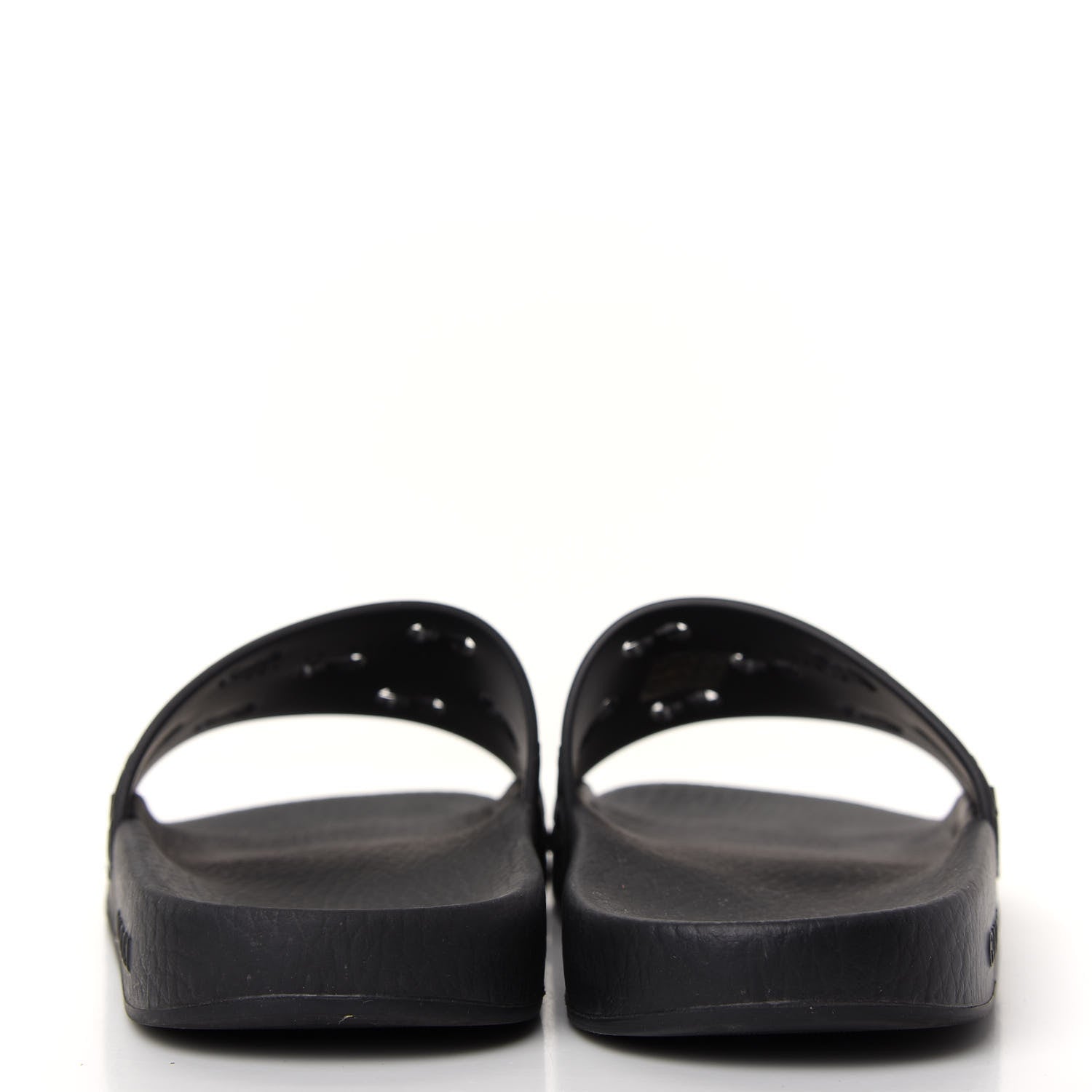 Gucci Rubber GG Monogram Perforated Womens Slide Sandals 39 Black 7 of 10