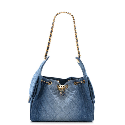 Chanel Washed Denim Quilted Small Chanel 25 Handbag Blue 1 of 12