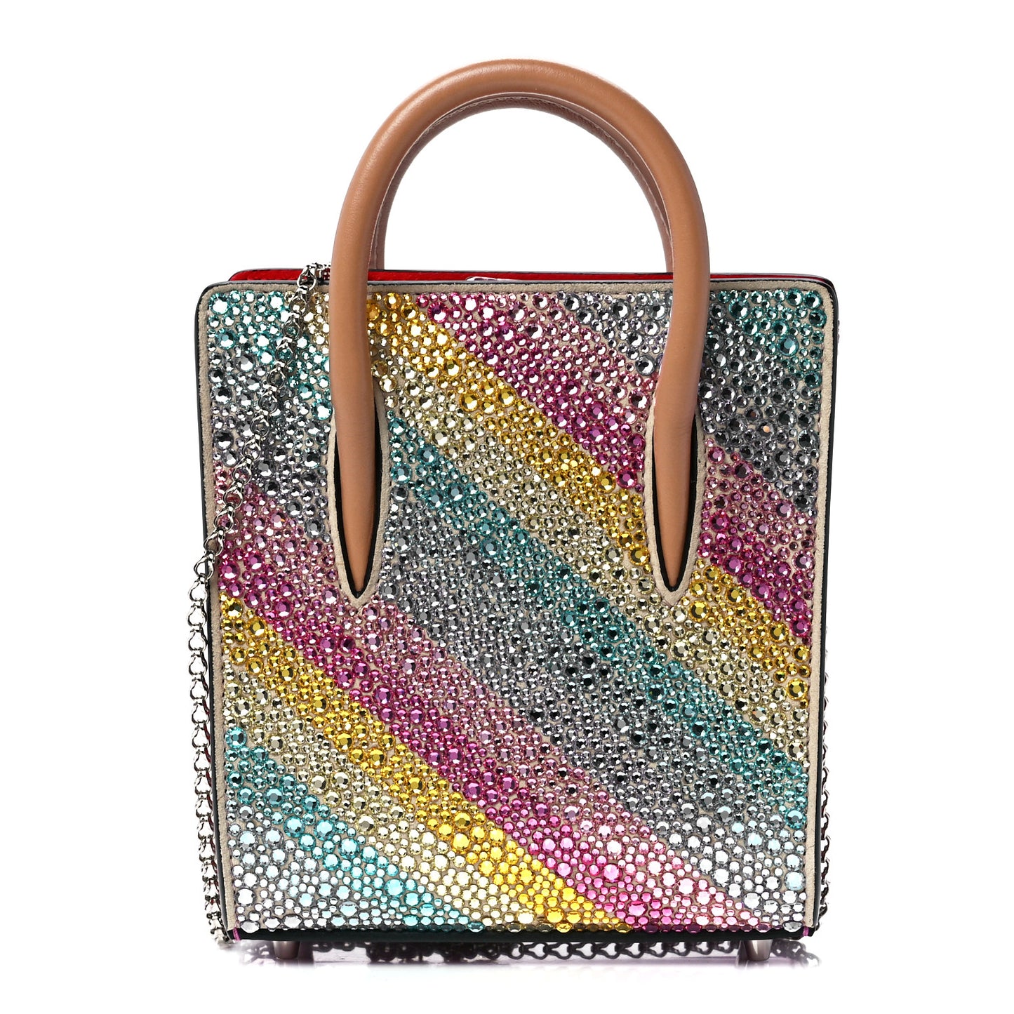 Calfskin Crystal Nano Paloma Rainbow