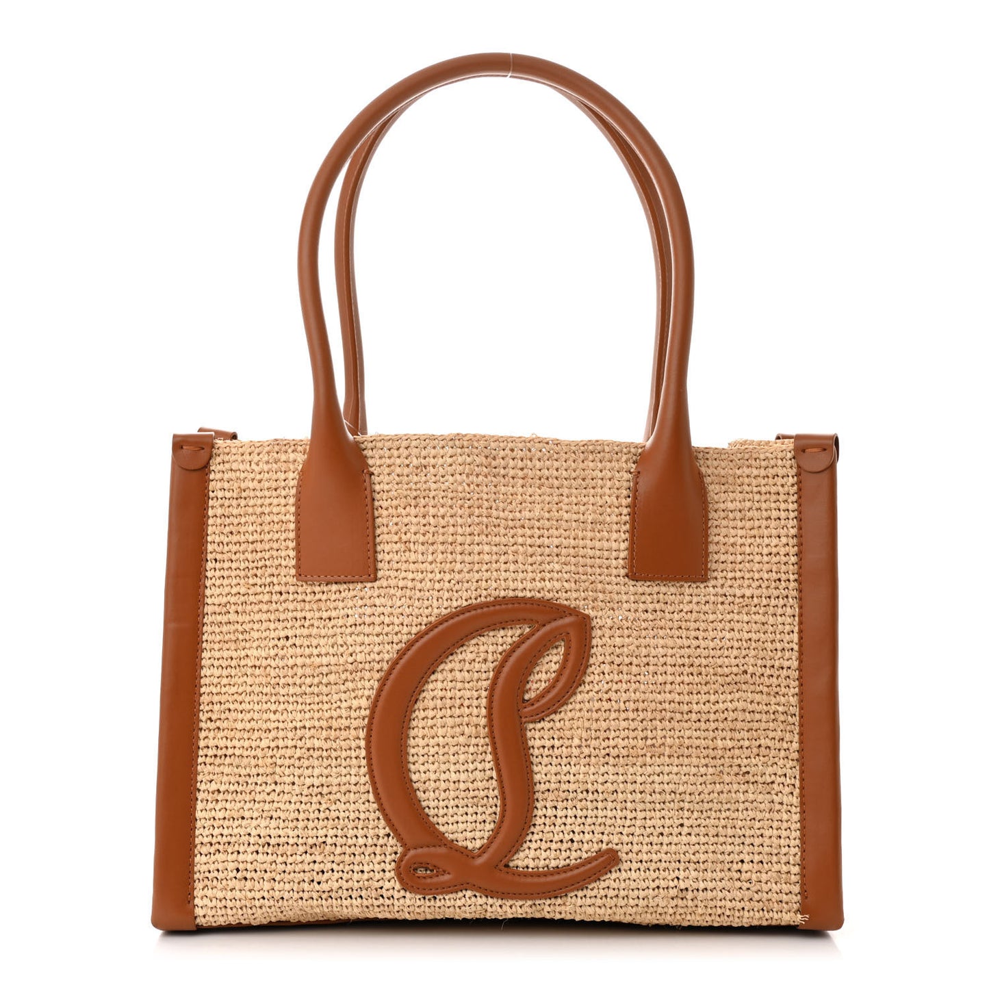 Raffia Calfskin Small By My Side Tote Natural Cuoio