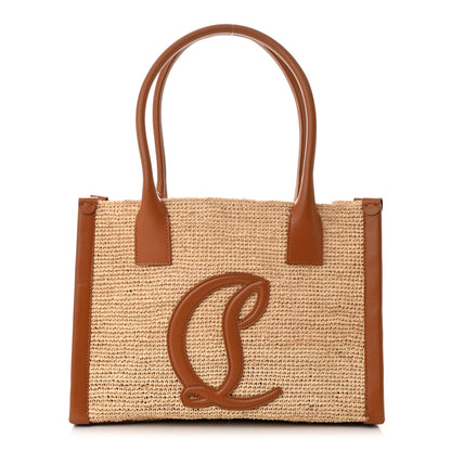 Christian Louboutin Raffia Calfskin Small By My Side Tote Natural Cuoio 1 of 12