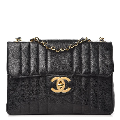 Chanel Caviar Vertical Quilted Jumbo Flap Black 1 of 15