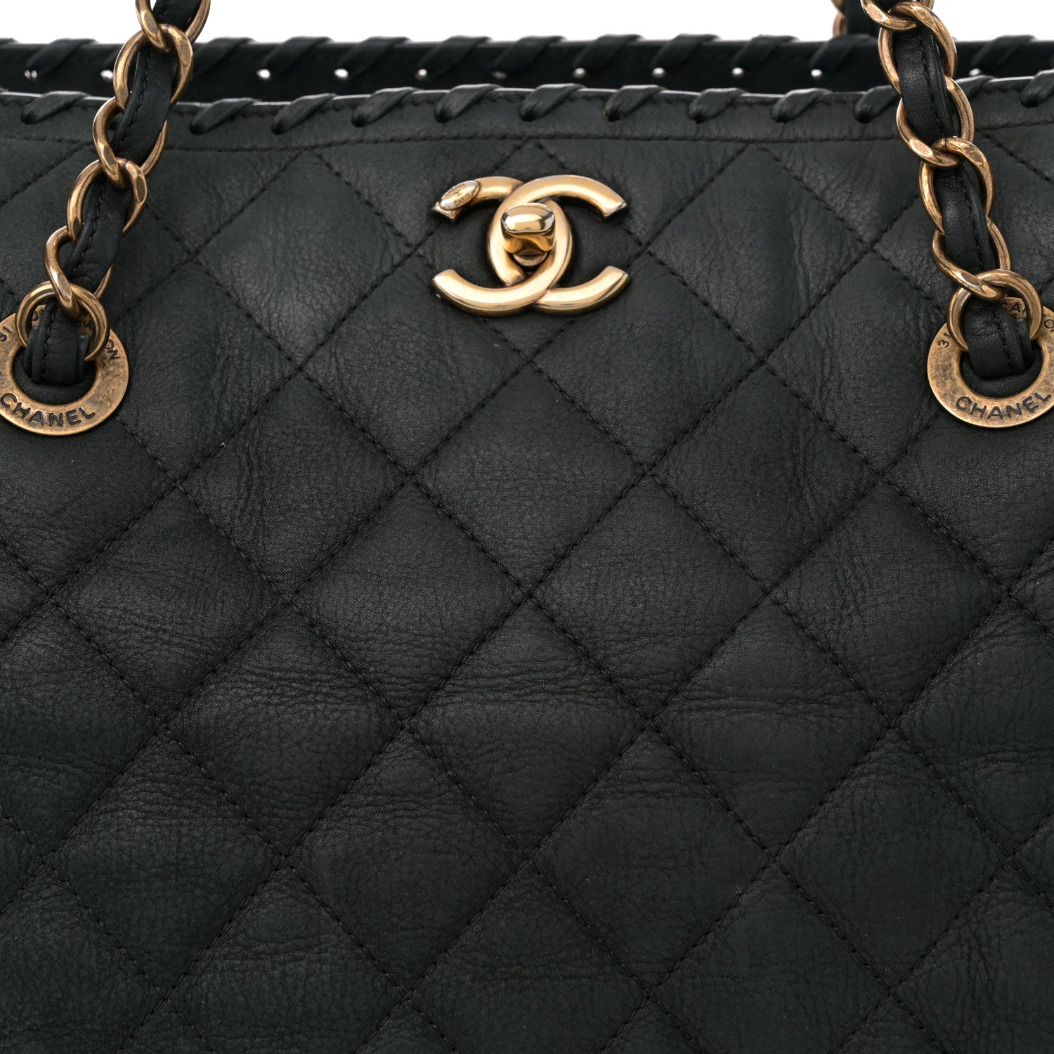 Chanel Iridescent Calfskin Quilted Happy Stitch Shopping Tote Black 8 of 12