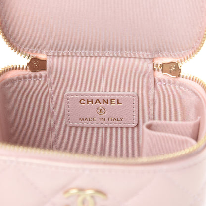 Chanel Iridescent Caviar Quilted Mini Pearl On Top Vanity Case With Chain Light Pink 6 of 7