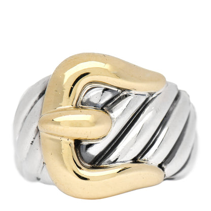 David Yurman Sterling Silver 18K Yellow Gold Buckle Cable Ring 52 6 1 of 5