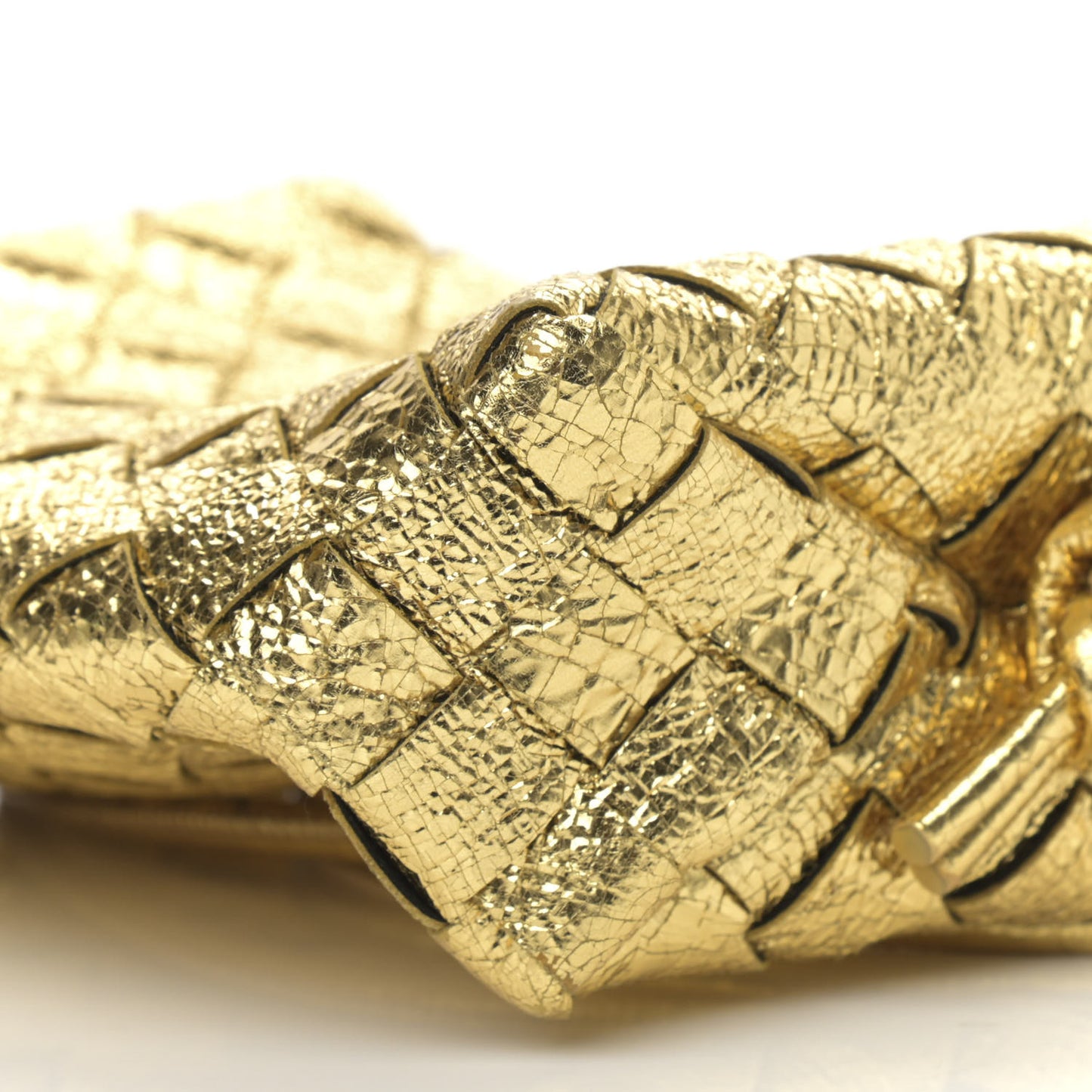 Metallic Calfskin Intrecciato Mini Loop Camera Bag Gold