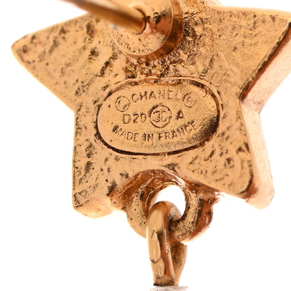 Chanel Crystal Pearl CC Star Drop Earrings Gold 4 of 5