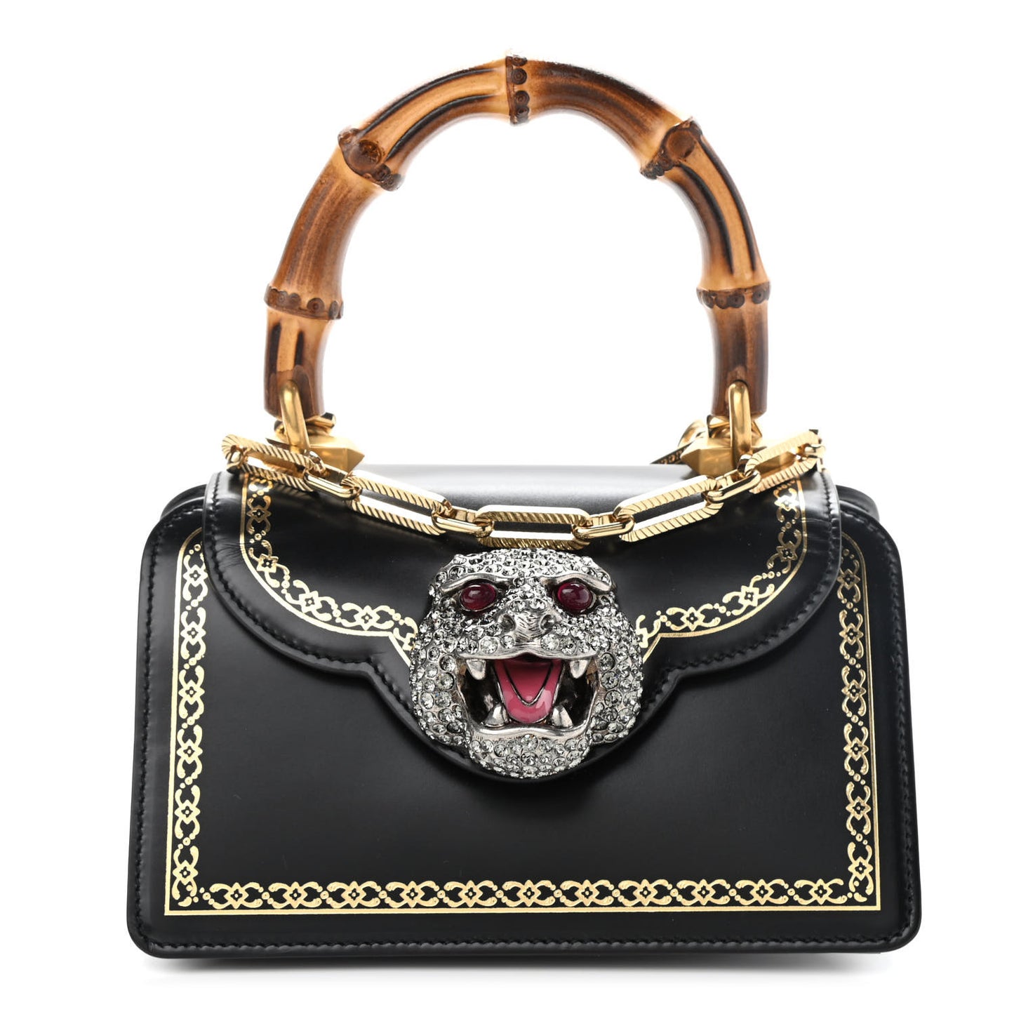 Calfskin Bamboo Mini Thiara Top Handle Bag Black