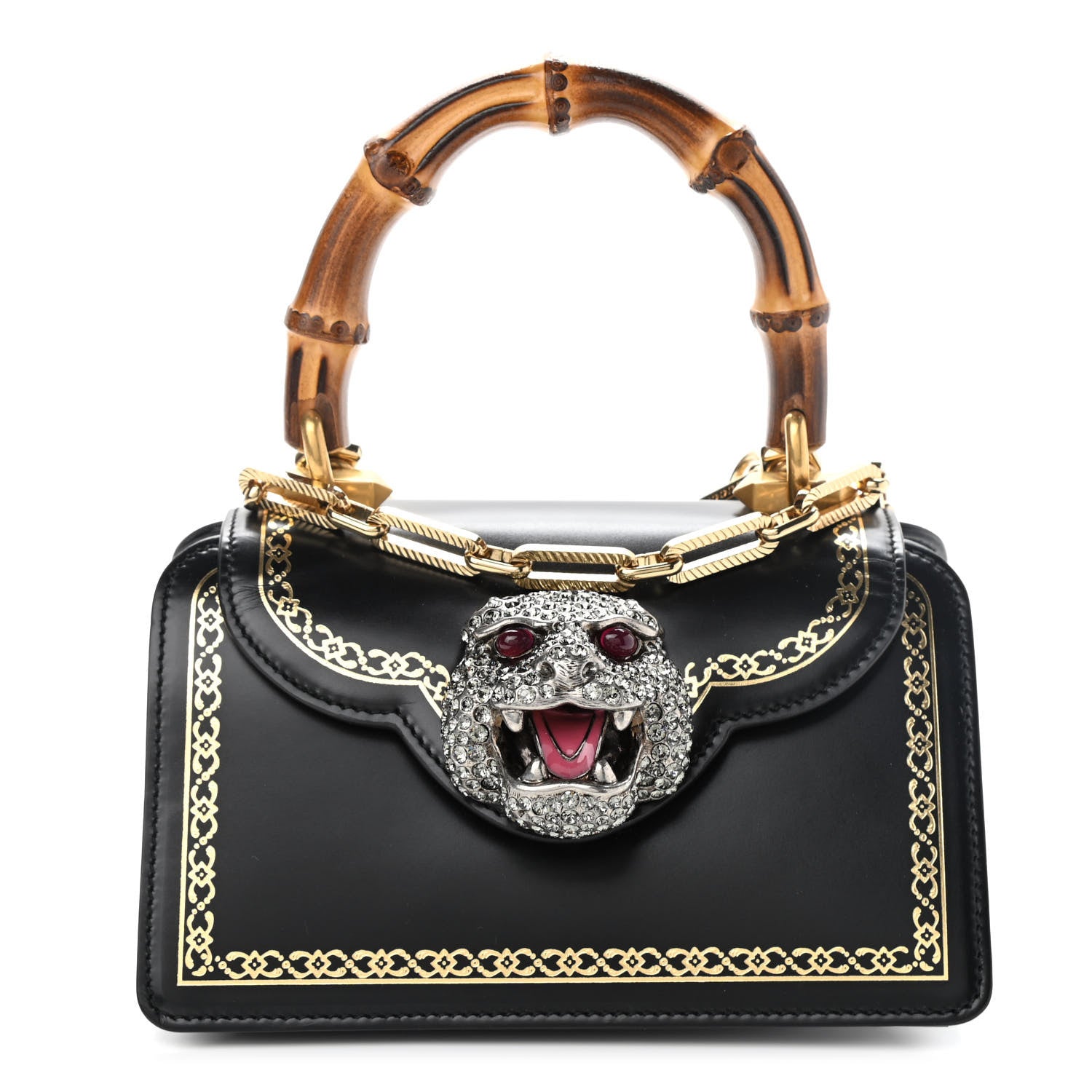 Gucci Calfskin Bamboo Mini Thiara Top Handle Bag Black 1 of 10