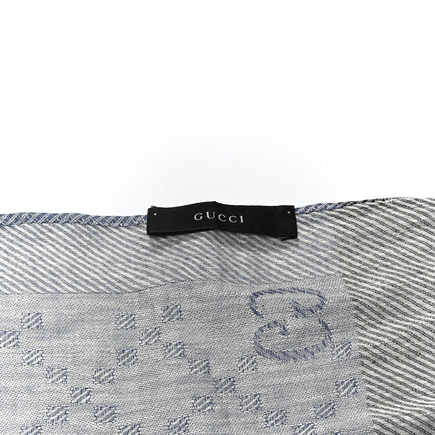 Gucci Linen Cotton GG Monogram Scarf Blue Green 3 of 4