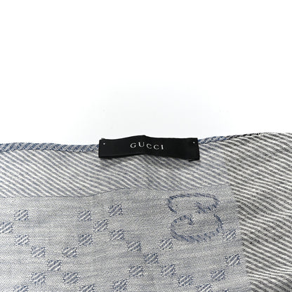 Gucci Linen Cotton GG Monogram Scarf Blue Green 3 of 4