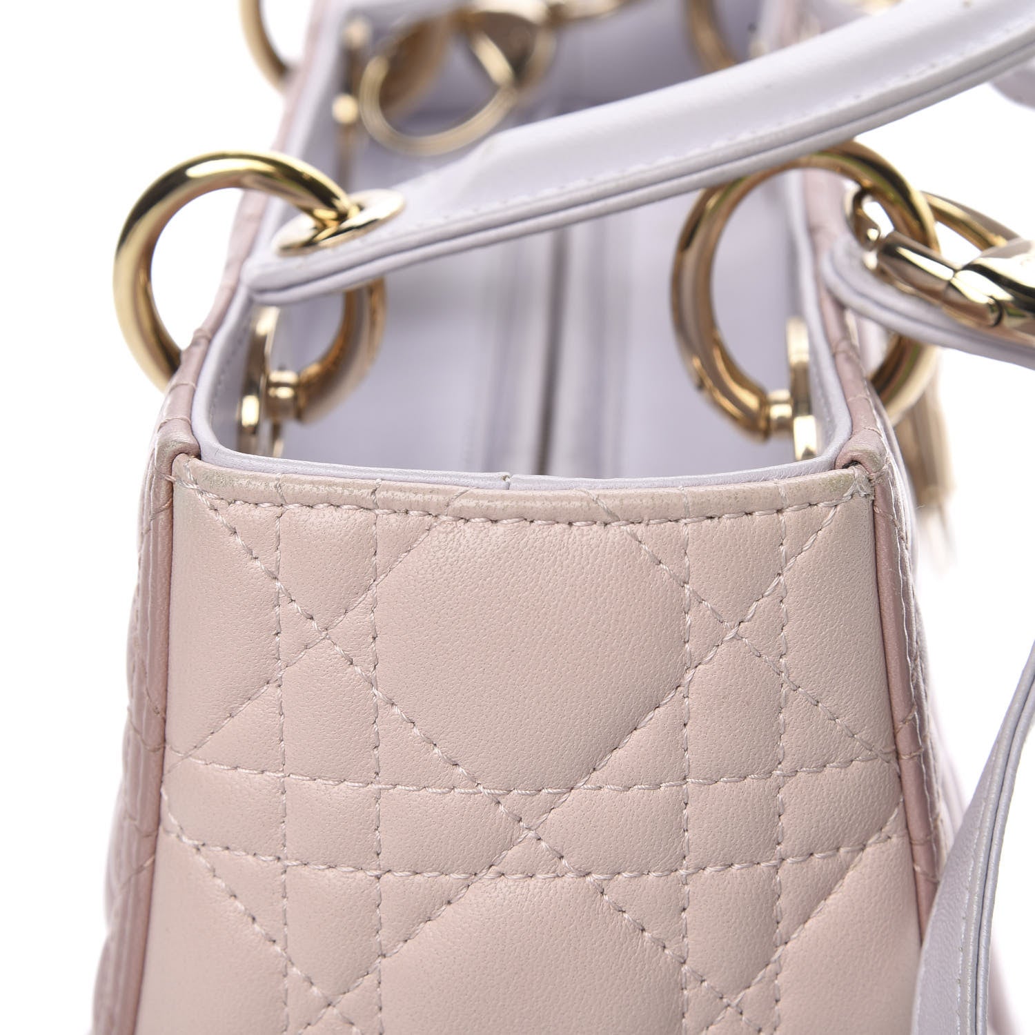 Christian Dior Lambskin Cannage Medium Tri-Color Lady Dior Rose Pale 15 of 17