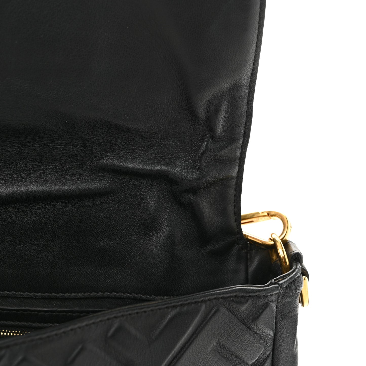 Nappa FF 1974 Embossed Large Baguette Black