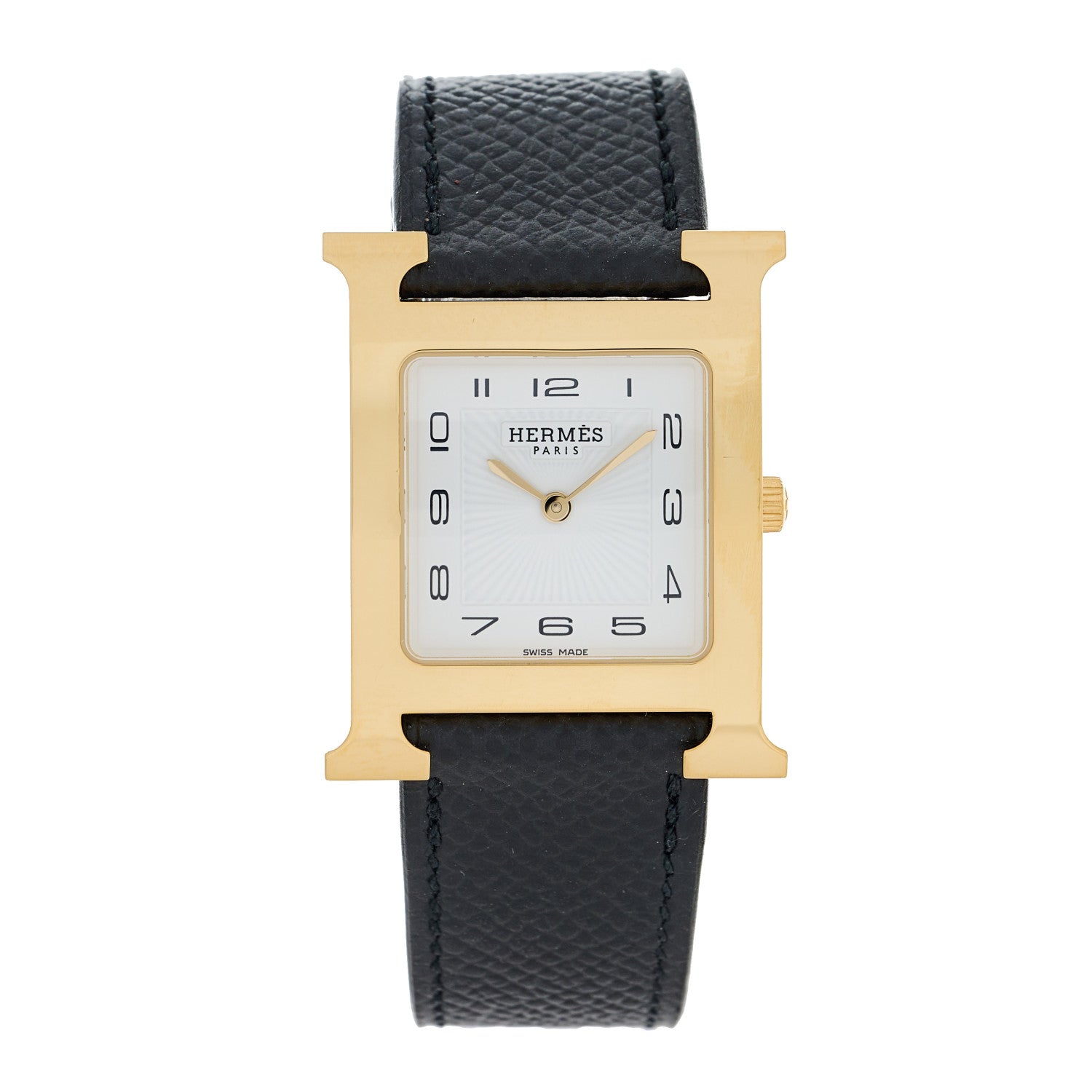 Hermes Stainless Steel Epsom 26mm Heure H Hour Quartz Watch Noir 1 of 5